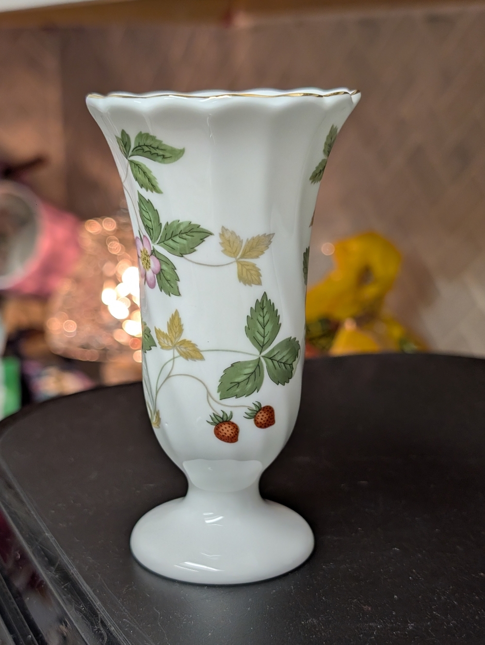 Wedgwood White "Wild Strawberry" Pedestal Vase